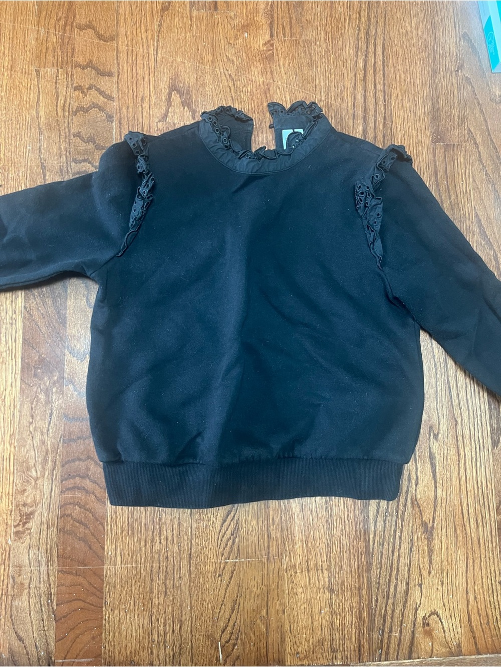 & Other Stories Black Ruffle Mock-Neck Sweatshirt size S